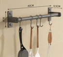 Kitchen hooks - with 5 hooks - hanging rail kitchen rail wall bracket - Kitchen organizer - To hang spatulas, soup spoons or knives - Towel rack - Hanging rack - Hanging hooks - Wall hooks - gun grey - 40cm - stainless steel