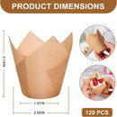 Set of 120 Paper Muffin Cups - Tulip Design - Food Grade Baking Paper - Non-Stick - High Temperature Resistant - For Wedding, Kids Birthday Party Supplies