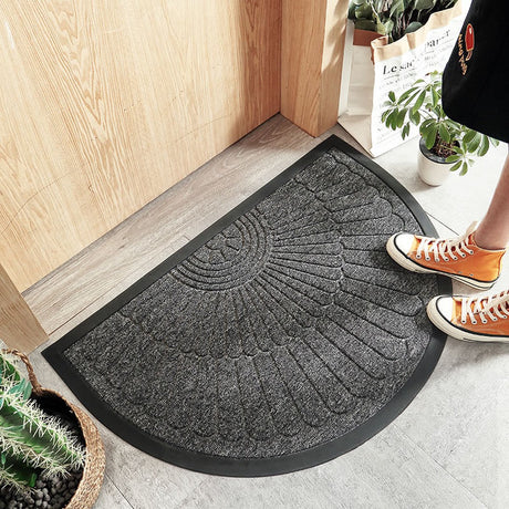 Rubber doormat - Semi-circular - Outdoor Anti-slip Washable Doormat - Rain - Outdoor - Indoor doormat - Dark gray - Drying mat - 60 * 90 cm - cleaning mat - outdoor - hall - balcony