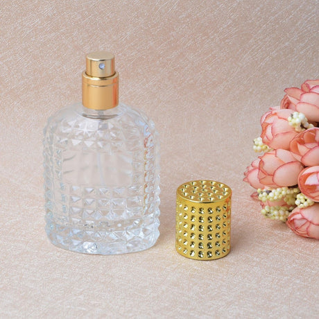 Mini perfume bottles - 50ml - Empty spray bottle - Travel bottle - Perfume atomizer - Perfume bottles - Refillable - Gold - Transparent - Glass - For travel, going out, handbags