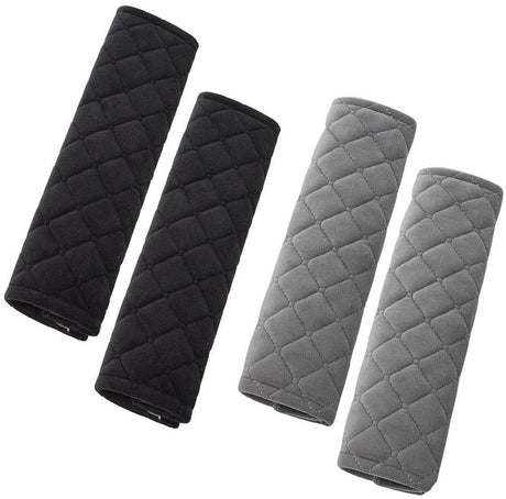 Seat Belt Covers - 4 Pieces - Seat Belt Cushion - Seat Belt Protector - Seat Belt Cover - Shoulder Covers - Car Seat Belt Cover - Shoulder Cover - Car Seat Belt Protector - Universal - Black + Gray - 27cm