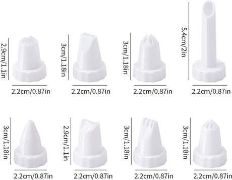 Set of 9 pieces - Piping tips - Garnishing syringe - with 8 piping tips - Whipped cream syringe - cupcake - decoration set - cake - decoration - Reusable - plastic - 15.6*6.4cm - white