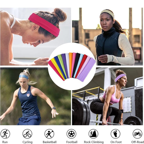Headband - 20 Pieces - Sports Headbands - Headband - Adults - Yoga Headbands - Elastic Non-Slip - Fitness - Sweatband - Athletic - Gym - Dance - Running - Hair Accessories - 20*5CM