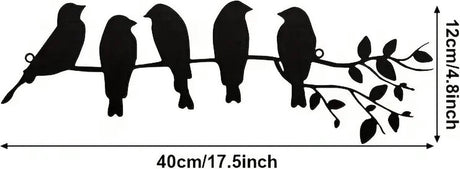 Birds on a branch wall decoration metal wall decoration iron 5 birds black hollow sculpture decor hanging ornament rustic hanging sign for living room office home