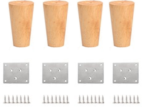 4 pieces - Furniture leg - Wooden furniture leg - Furniture Legs - wood color - wooden - 10 cm