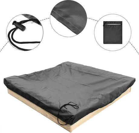 Waterproof sandpit cover - with drawstring - black - 120 x 120 x 20 cm - for sandpit, pool, patio, garden, square - Oxford cloth - waterproof, windproof, dustproof - suitable for protecting children's toys
