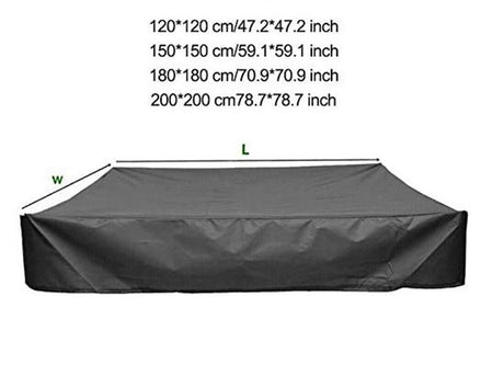 Waterproof sandpit cover - with drawstring - black - 120 x 120 x 20 cm - for sandpit, pool, patio, garden, square - Oxford cloth - waterproof, windproof, dustproof - suitable for protecting children's toys