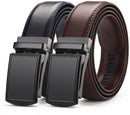 2 pieces - Men's Belt - Leather Belt - Adjustable - Gift Men - Shortenable - Gift Man - Cow Leather - Black & Brown - Without Holes - 110cm