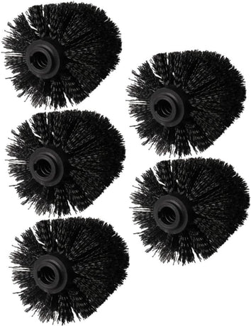 Toilet Brush Head - 5 Pieces - Loose Brush Head for Toilet Brush - Plastic - Loose Toilet Brush Head - Brush Head Set for Toilet Brush - Universal - Thread 12 mm - Suitable for Bathrooms - 80*100mm - Black