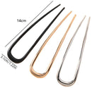 U-Shaped Hairpin - 3 Pieces - Hair Pin - Metal - U-Shaped Large Hairpins - Hair Jewelry - Elegant Updo Chignon Pins - Updo Hair Sticks - For Women - 14cm - Gold/Silver/Black