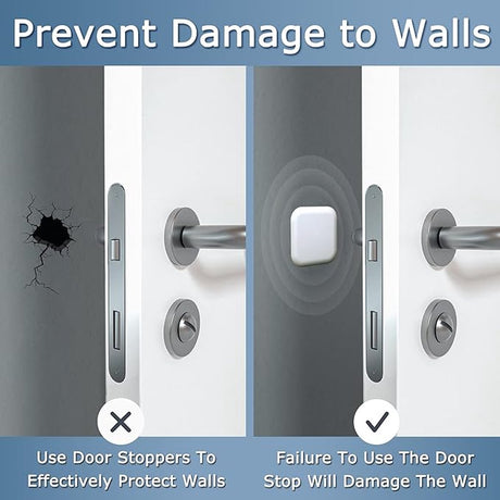 6 Pieces - Door Protectors - White - Indoor Door Stops - Wall Protector - Door Buffer - Self-Adhesive - Wall Protection - 42*42*12mm - Silicone - Door Handle Buffers