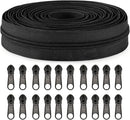 Zippers - 1 Roll - Zipper - Includes 20 Replacement Zippers - Nylon - Metal - Replacement Zipper Set - Zipper Closure Repair Kit - Suitable for Bags, Clothing and Bedding - 10m*2.7cm - Black