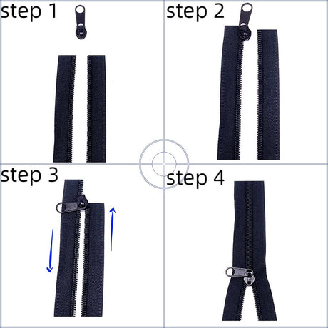 Zippers - 1 Roll - Zipper - Includes 20 Replacement Zippers - Nylon - Metal - Replacement Zipper Set - Zipper Closure Repair Kit - Suitable for Bags, Clothing and Bedding - 10m*2.7cm - Black