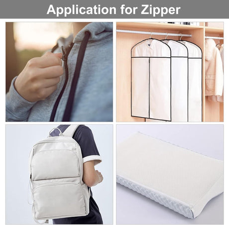 Zippers - 1 Roll - Zipper - Includes 20 Replacement Zippers - Nylon - Metal - Replacement Zipper Set - Zipper Closure Repair Kit - Suitable for Bags, Clothing and Bedding - 10m*2.7cm - Black