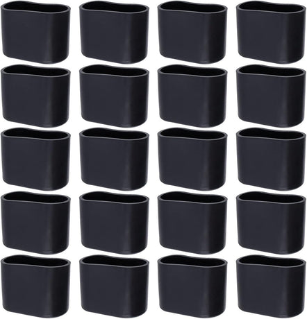 Chair Leg Caps - 20 Pieces - Chair Leg Protectors - PVC - Oval Furniture Leg Protectors - Floor Protectors - Furniture Protectors - Suitable for Furniture Protection - 16mm x 34mm - Black