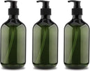 Pump bottles - Shampoo dispensers - soap dispenser - 3 pieces - 500 ml - refillable - PET - Transparent green - for conditioner, shower gel and lotion