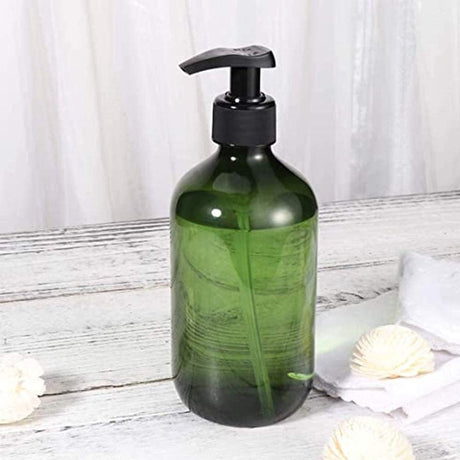Pump bottles - Shampoo dispensers - soap dispenser - 3 pieces - 500 ml - refillable - PET - Transparent green - for conditioner, shower gel and lotion