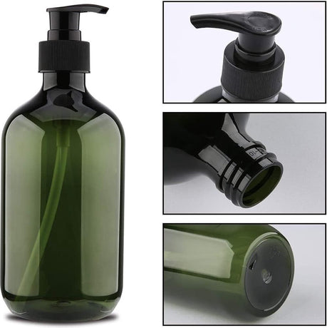 Pump bottles - Shampoo dispensers - soap dispenser - 3 pieces - 500 ml - refillable - PET - Transparent green - for conditioner, shower gel and lotion