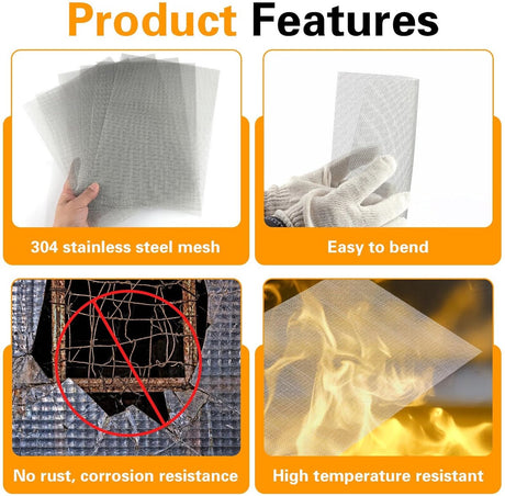 Sieve metal - 6 pieces - 30 x 21 cm - Insect net - 20 mesh - Fine mesh - Metal mesh - Insect mesh - Mouse mesh - Silver - Stainless steel - For cages, ventilation openings, gardens, window screens and filters