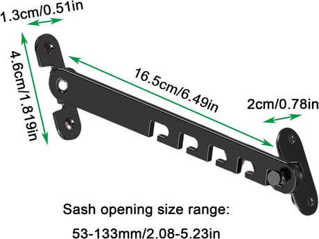 Window and Door Stopper - 2 pieces - Window Limiter - Window Security - Child Lock Window - Window Lock - 16cm - with Mounting Material - Black
