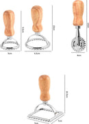 Set of 4 ravioli cutters - Ravioli makers with wooden handle - Set of 3 shape cutters and 1 pasta wheel for cutting homemade ravioli