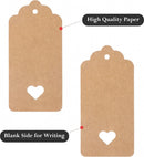 100x Kraft Cardboard Labels - With 100 Jute Rope - Gift Tags - 9.5 x 4.5 CM - Heart - Writable - Cardboard Gift Labels - Kraft Paper Name Tags - Blank Price Tags - Gift Tags - Multifunctional Label - Thick & Sturdy