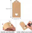 100x Kraft Cardboard Labels - With 100 Jute Rope - Gift Tags - 9.5 x 4.5 CM - Heart - Writable - Cardboard Gift Labels - Kraft Paper Name Tags - Blank Price Tags - Gift Tags - Multifunctional Label - Thick & Sturdy