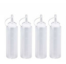 4 pieces - 200 ml - Dosing bottle - Squeeze bottle - Sauce bottle - Garnish bottle - Plastic - White - with spout cap - Leak-proof lids - With check marks - For garnish, sauce or batter
