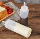 4 pieces - 200 ml - Dosing bottle - Squeeze bottle - Sauce bottle - Garnish bottle - Plastic - White - with spout cap - Leak-proof lids - With check marks - For garnish, sauce or batter