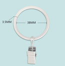 Curtain rings - 45 pieces - Inner diameter 3.8CM - White - Curtain clips for curtain rods - Metal clamps with clip - Hooks for shower curtains, towels, tea towels and dishcloths - Curtain hooks - Curtain hooks