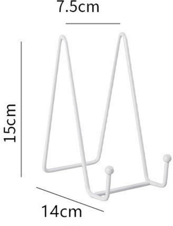 pieces - Plate stand - Display - Holder - Decorative plates - Books - Photo frame stand - Plates - Rack - Kitchen cabinet - Metal - white - 7.5*14 cm