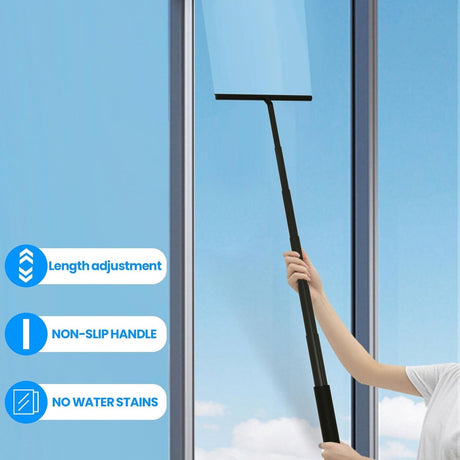 Extendable Shower Squeegee - Shower Squeegee with Holder - Squeegee Shower with 97 cm Telescopic Rod - Aluminum + Silicone - Squeegee - Window Squeegee Shower Squeegee - Squeegee Shower for Shower Doors, Mirrors, Windows, Tiles, Car Windows, Glass Cleanin