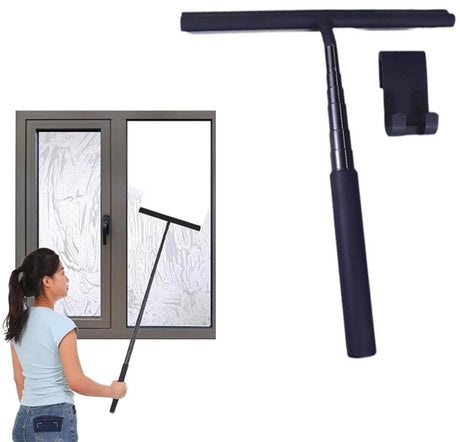 Extendable Shower Squeegee - Shower Squeegee with Holder - Squeegee Shower with 97 cm Telescopic Rod - Aluminum + Silicone - Squeegee - Window Squeegee Shower Squeegee - Squeegee Shower for Shower Doors, Mirrors, Windows, Tiles, Car Windows, Glass Cleanin