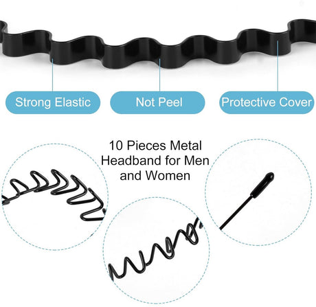 Hair Accessories - 5 Pieces - Headbands - Tiara - Unisex Women and Men - Lightweight - Sports Headband - Plastic - For Running, Sports and Daily Use - Black