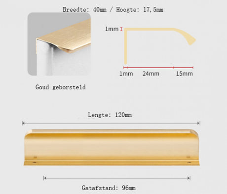 10 pieces - Handle - Furniture handle - Kitchen cabinet handles - Concealed handle - Furniture handles - Cabinet handle - Drawer handles - Door handle - Brushed gold - Arc handle - Aluminum alloy - 96mm