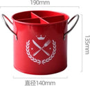 Kitchen Utensil Holder - Kitchen Utensil Organizer - Utensil Pot - Countertop Organizer - 19*13.5*14CM - with Handle and Removable Divider - Stainless Steel - Red - for Cookware Set, Ladles, Spatulas, and More