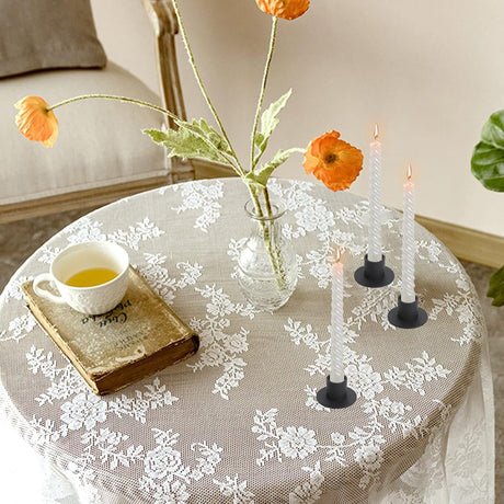 Candlesticks - 4 pieces - Φ2.5 cm - Candle holders - Candle stand - Candle coaster - Home accessories - Decorative accessories - Iron - Black - Tea light holder - Candle shelf