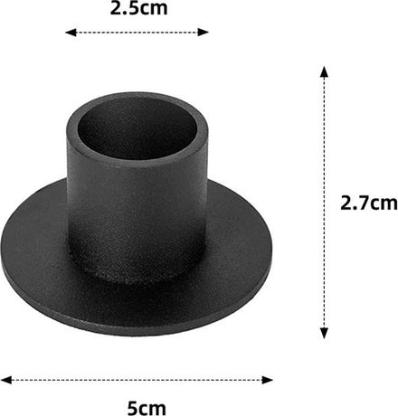 Candlesticks - 4 pieces - Φ2.5 cm - Candle holders - Candle stand - Candle coaster - Home accessories - Decorative accessories - Iron - Black - Tea light holder - Candle shelf