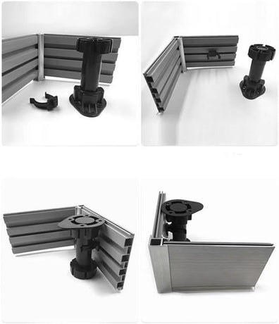 10 pieces - Skirting clips - Furniture clamps - Kitchen plinth hooks - Kitchen plinth clips - For kitchen frames mounting - Black - plastic - For cabinet legs with a diameter of 3.9 cm - For sofa, table, bed, cabinet