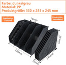 Magazine cassette - 4 compartments - A4 format - desk organizer - Magazine holder - Magazine rack - Newspaper holder - Magazine rack - Magazine holder - Magazine rack - 330 x 255 x 243 mm - Dark gray - foldable - plastic