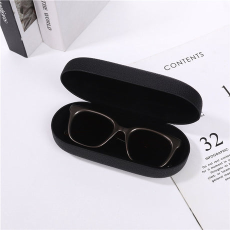 Glasses Case - Hard Glasses Case - Glasses Case - Glasses Case - Sunglasses Protective Box - Portable - Convenient Storage - Gift for Men and Women - 17*7*5.3CM - Black - PU Leather and Metal Frame