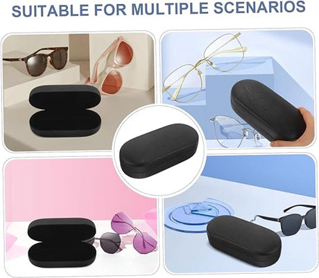 Glasses Case - Hard Glasses Case - Glasses Case - Glasses Case - Sunglasses Protective Box - Portable - Convenient Storage - Gift for Men and Women - 17*7*5.3CM - Black - PU Leather and Metal Frame