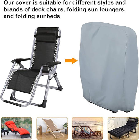 Waterproof Chair Cover - Garden Chair Cover - Protective Cover for Garden Furniture - Waterproof Chair Cover - Cover for Folding Chairs - Garden Furniture Cover - Garden Chair Cover - 71x20/34x110cm - For Outdoor Use in the Garden, Balcony or Terrace - Gr