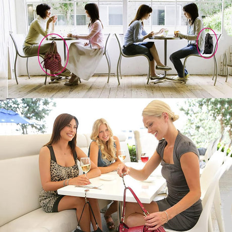 Bag Hanger Table - 2 pieces - Foldable bag hanger - Portable bag hook - Bag hook - With anti-slip pad - for table or desk - Silver