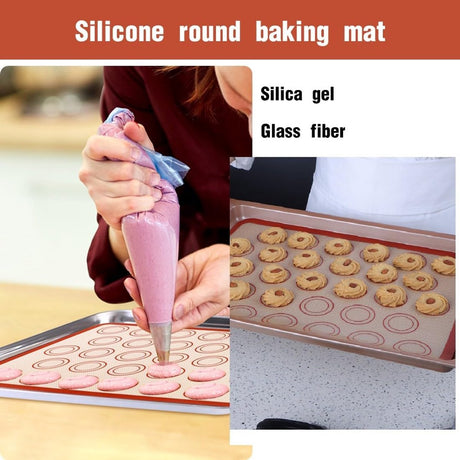 2 pieces Silicone macaron baking mat - 42 x 29.5 cm - Non-stick mat - Non-slip - Washable - Reusable - For making gingerbread / cake / bread - Non-stick silicone macaron baking tray - Red