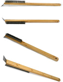 Pizza Stone Cleaning Brush - 57.5cm - Pizza Oven Brush - Barbecue Grill Cleaning Tool with Wooden Handle - Kitchen Oven Accessories - Portable Brush - With Scraper - Outdoor Pizza Oven Accessories