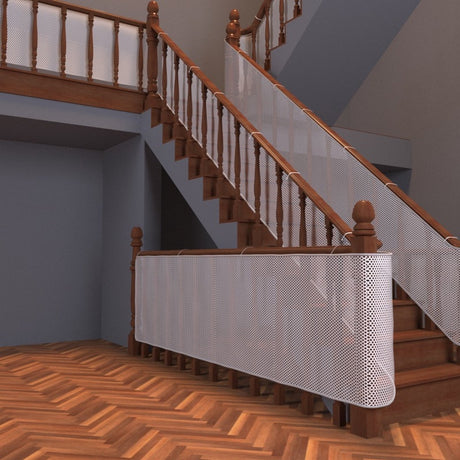 Child safety net - Safety gate - 300x79 cm - stair mesh - Safety net - white - Roll-up - Baby safety - Adjustable - for stair railings, balcony beds, railings