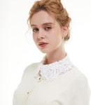 Blouse collar - Collars - Loose collar - Fake collar - Sweater Decorative - Round collar - White - One size - Lace - Detachable - Floral Pattern design - Adjustable