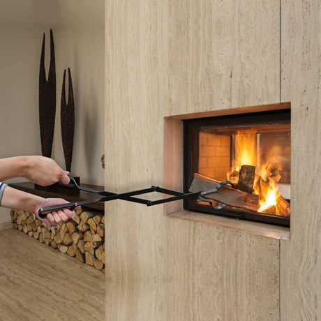 Fire Pit Tongs - Fire Pit Tongs - Fireplace Accessories - Fireplaces - Fire Pit Tool for Outdoor Indoor Camping - Wood Stoves - Fire Pits - Black - Steel - 26 Inch