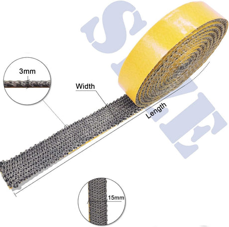 Stove Rope - Stove Cord - Fireplace Tape - Stove Gasket - Fiberglass - 3mm*15mm*2m - Black - Self-Adhesive - Flat - Heat-Resistant - for Stove, Chimney, Stove Pipe, Oven Door